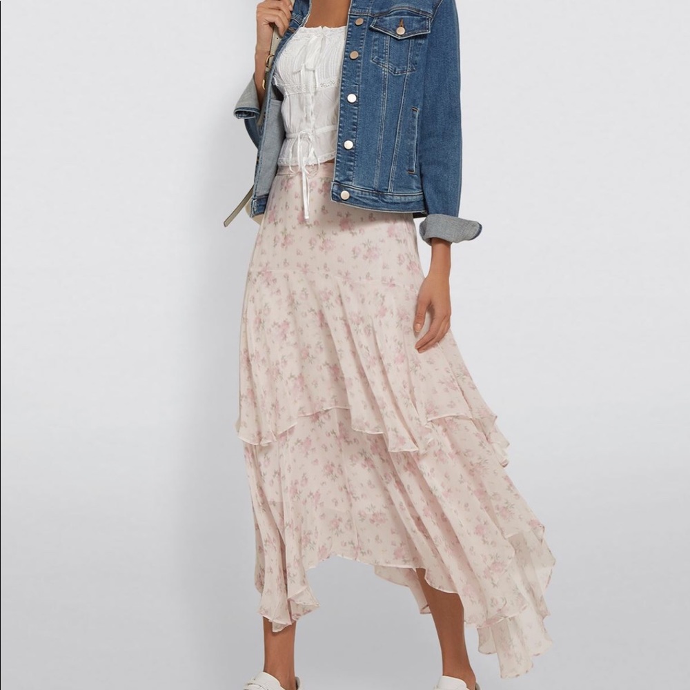 New Silk LoveShackFancy Alex Midi Skirt